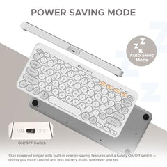 Amkette New and Improved Optimus BT 4 in 1 Multi Device Wireless Keyboard/Bluetooth Keyboard | One Click Device Switching and AI Access for Windows, MacOs, Android and iOS, Dual OS Layout (White)