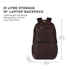 Gear Aspire 3 19"/35L Large Faux Leather Water Resistant Laptop Backpack | Casual Backpack | Daypack | Travel Backpack | College Bag For Men/Women (Brown - Brown)