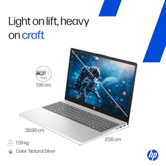 HP 15 Smartchoice, AMD Ryzen 3 7320U (8GB LPDDR5, 512GB SSD) FHD, Anti-Glare, Micro-Edge, 15.6''/39.6cm, Win11, M365 Basic(1yr)* Office24, Silver, 1.59kg, fc0500AU, FHD Camera w/Privacy Shutter Laptop