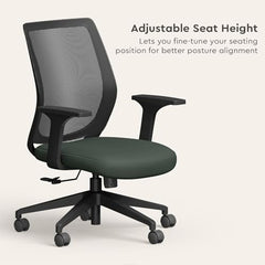 Interio by Godrej Curv Premium Mesh Wide Back Ergonomic Chair | Work from Home/Study Chair | 1-Year Warranty | Height Adjustable Chair | Heavy Duty PP Base | DIY Installation, Black