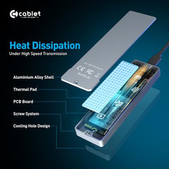 Cablet M.2 NVMe/NGFF SSD Enclosure USB 3.1 Gen2 10Gbps for 2242/2260/2280 M-Key/M+B Key PCIe SSD, Supports Dual Protocol NVMe and NGFF SSD, UASP Max 2TB, Aluminium Case