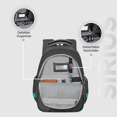 HARISSONS Sirius Travel Laptop Backpack | 45L | Fits 15.6” Laptop | Heavy-Duty Build | USB & Audio Port, Multi-Level Organizer, Trolley Sleeve | Work, Travel & College (black)