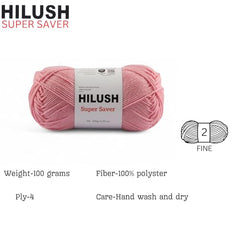 HILUSH Supersaver,Poly Yarn Supersoft Hand Knitting Wool Ball,(1 Ball/100 Gram Each)Ball Suitable For Craft,Crochet,Amigurumi,Embroidery,Toys,Garments,Flowers And Hobby Projects,2 Fine,Shade No(Black)