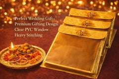 RAAHII Plastic Fabric 8 Piece Single Saree/Suit Packing Flower Flap Golden Transparent Saree Cover/Saree Bag Organizer For Wardrobe Storage Or Wedding Gifting,43 Cm,2 cm,37 cm