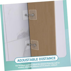 AMIQUS 10 Pcs Hevy Duty Self Adhesive Hook for Hanging Kitchen Item and Other Stainless Steel, Gold Waterproof, Strong Towels, Keys, Utensils,Robes Double-Sided Transparent (Double Claw V Shape)