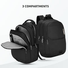 Safari Forge 34L Laptop Backpack, 3 compartments, Raincover, Antitheft pocket, Trolley Sleeve, Organizer, Bottle holder, Front pocket, College bag, school bag, Formal backpack, Color- Black