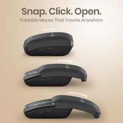Portronics Toad Fold Wireless Bluetooth Mouse with Dual Wireless (BT + 2.4 GHz), Foldable Mouse, Rechargeable Battery, Multi-Device Pair, Up to 3200 DPI Sensitivity (Black)
