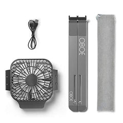 OBOE Aluminium Laptop Stand Six Level Adjustable Height with Cooling Fan Lightweight Portable Mini Laptop PC Tablet Holder Anti-Slip Design Mounting Bracket (Grey)