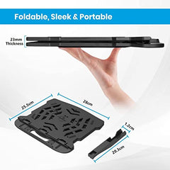Portronics My Buddy Hexa 22 Laptop Stand with 360° Rotation Base, Mobile Stand, 7 Adjustable Heights, Air Ventilation, Portable & Foldable Design for Upto 15.6 Inches Laptops & MacBook (Black)