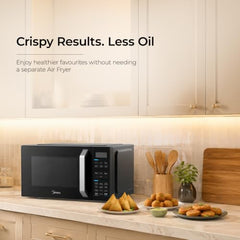 Midea 28 L Convection Microwave oven with Air Fry & Grill (MMOP03XA-ECSEBK) | 326 Auto cook menu | 900W | Child Lock