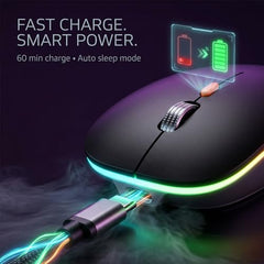 Offbeat Dash 2.4GHz Wireless + Bluetooth 5.1 +5.0 Mouse, Multi-Device Tripel Mode Type C Rechargeable Silent Click Buttons Wireless Bluetooth Mouse 3 Adjustable DPI, Works on 3 Devices (Silver)