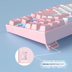 MageGee 75% Mechanical Gaming Keyboard with Brown Switch, LED White Backlit Keyboard, 87 Keys Compact TKL Wired Computer Keyboard for Windows Laptop PC Gamer - Retro Grey/White
