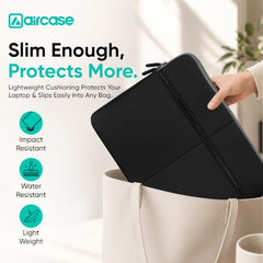 AirCase 6 Pocket Neoprene Laptop Sleeve for 13.5-14.1 Inch Laptops | Waterproof Laptop Cover Bag | Case with Charger & Accessory Pockets | All 14 Inch Laptops & Chromebooks | Black