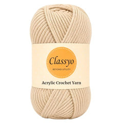 Classyo Acrylic Yarn for Crocheting (100gms x 1 Ball, 4ply) | Soft Wool Crochet Thread | Acrylic Hand Knitting Yarn | Wool for Crochet | For Sweater, Scarf, Hat, Baby Clothes, Purse, Gift Bags and DIY Crafts (Butter, Pack of 1)