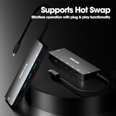 Sounce 4-Port USB 3.0 Hub for PC – High-Speed Aluminum USB Hub Compatible with PC, MacBook, Mac Pro, Mac mini, iMac, Surface Pro, and XPS. 4-Port High Speed USB Hub with Aluminium Shell