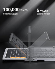 ProtoArc Foldable Bluetooth Keyboard, XK01 Full Size Folding Wireless Keyboard with Number Pad, Portable Travel Keyboard for Windows iOS Android Tablets, Laptops, iPad