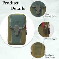 MOMISY Men’s Nylon Multi-Purpose Utility Pouch – Solid Color Outdoor Travel Phone Bag with Buckle Closure(Green)