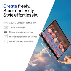 HP OmniBook X Flip OLED Intel Core Ultra 5 226V, 40 Tops (16GB LPDDR5x,1TB SSD) 3K, Touch, 120hz, 14''/35.6cm, Intel ARC Graphic,Win11, Office24, Meteor Silver, 1.38kg, fm0099TU,Pen, 2 in 1 AI Laptop