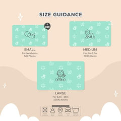 R for Rabbit Waterproof Quick Dry Sheet for Baby | Anti-Piling Fleece Breatheable Fabric Extra Absorbent Instant Dry Baby Bed/Cot Protector Mat (Size-S,Green-Grey,Pack of 2 Combo)