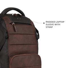 Gear Aspire 3 19"/35L Large Faux Leather Water Resistant Laptop Backpack | Casual Backpack | Daypack | Travel Backpack | College Bag For Men/Women (Brown - Brown)