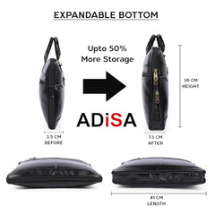 ADISA Laptop Bag for Men - Faux Leather Office Messenger Briefcase with Laptop Compartment for Work, Business, Corporate & Professional Use (LB6050)