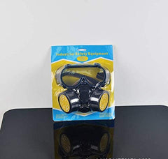 SYGA Pesticide Formaldehyde Paint Spray Protection mask Activated Carbon Double Tank Respirator Silicone antivirus Half mask_Black & Yellow+ I 1 Piece I