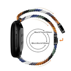 KEYSJEFF Nylon Watch Strap Compatible with Fitbit Versa 3/Versa 4/Fitbit Sense/Sense 2 Braided Elastics Sport Watch Band Adjustable Magnetic Buckle Straps Women Men (Not Include Watch) (Cowboy Colorful)