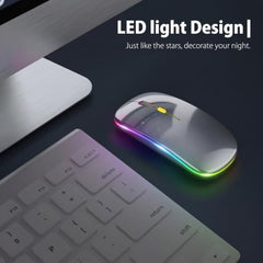 BUYFLUX LED Wireless Mouse, Slim Silent Mouse 2.4G Portable Mobile Optical Office Mouse with USB & Type-c Receiver, 3 Adjustable DPI Levels for Notebook, PC, Laptop, Computer (Black)