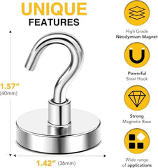 DIYMAG Magnetic Hooks 15pcs 30lbs Cruise Essentials 2026 Magnet Hook | Neodymium Heavy Duty Strong Magnets Hanging Ship Cabins Refrigerator Fridge Classroom Beach Vacation Kitchen Grills Home Tool
