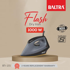 Baltra Casual 750 Watts Dry Iron | Non Stick Coated Soleplate | Light Weight | Adjustable Temperature Control | Cotton Braided Swivel Cord | Press Iron for Clothes | 2 Years Warranty