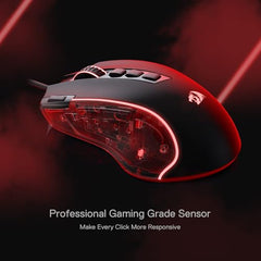 Redragon M612AK PRO RGB Gaming Mouse, 8000 DPI Wired/Wireless Optical Mouse with 9 Programmable Buttons & 7 Backlit Modes, BT & 2.4G Wireless, Software Supports DIY Keybinds Rapid Fire Button