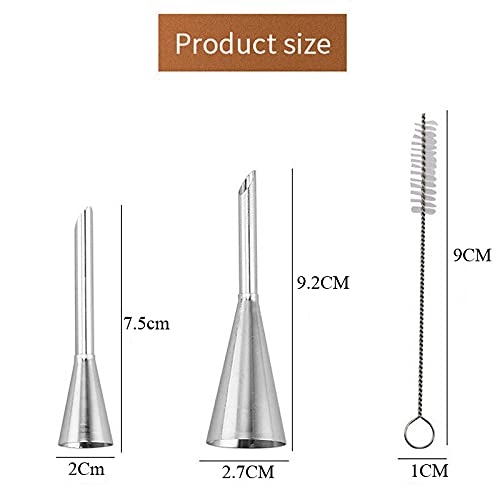SYGA Cream Icing Piping Nozzle Tip, 2 Pack Puff Nozzle Tip Stainless Steel Nozzle Cream Puff Cake Decor Tool with Cleaning Brush