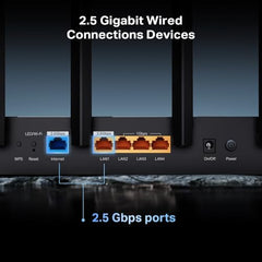 TP-Link Archer BE400 Dual-Band BE6500 WiFi 7 Router | 4K/8K Streaming 6.5 Gbps | 1× 2.5 Gbps WAN/LAN + 3× 1 Gbps LAN Ports + 1× USB 3.0 | 6 Antennas | Compatible with Alexa and Google Assistant