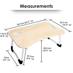 MollisHomes Laptop Table with Dock Stand Wood Smart Standard Multi-Purpose Solid/Study Table/Bed Table/Foldable and Portable/Ergonomic & Rounded Edges/Non-Slip Legs/Engineered (Blue)