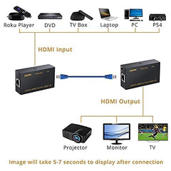 MICROWARE HDMI Extender 60m RX Receiver and TX Transmitter HDMI Repeater Over Cat5e, Cat6 Support Video Output Upto 1080p/720p/480p,3D