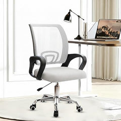Casa Copenhagen Mesh Mid Back Office/Study/Computer/Revolving/Desk Chair for Work from Home -Metal Base, Height Adjustable Seat - Grey Milange & Black Handle