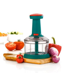 Xmart India Chopper for Kitchen Use, 900ml Push Chopper with 5 Blades, Vegetable Cutter Kitchen Accessories Items for Home Cutting Vegetables, Onion, Ginger, Garlic, Salad, Tomato, Potato (Pista)