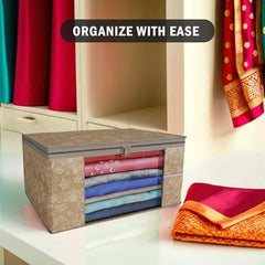 Kuber Industries Clothes Organizer For Wardrobe (Pack of 3 Each) 2-in-1 Combo Storage Organizer For Saree and Blouse - Dress Organizer For Wardrobe - Saree Covers With Zip (Maroon)