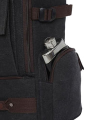 FUR JADEN Eco Friendly Travel 4 Compartment Laptop Backpack Made of Water Resistant Sustainable Canvas and Vegan Leather for Unisex for Travel Hiking Work (Coffee)