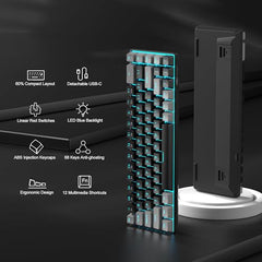 MageGee Portable 60% Mechanical Gaming Keyboard, MK-Box LED Backlit Compact 68 Keys Mini Wired Office Keyboard with Blue Switch for Windows Laptop PC Mac - Blue/White