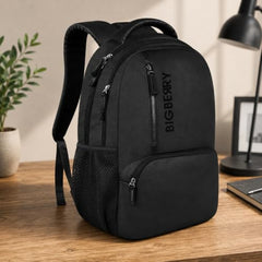 BIGBERRY Rodeo 2.0 Leatherite Faux Leather Laptop Backpack for Men & Women | Water Resistant 2 Compartment Casual Daypack | 15.6 Inch Laptop Bag for Office, College, Travel & Daily Use, Navy Blue