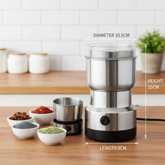 Electric Mini Mixer Grinder Machine Stainless Steel, Coffee Bean Grinder & Masala Chopper With Blade, Push Button, Corded Mini Blender for Spices, Herbs, Nuts, Grains and Kitchen Use