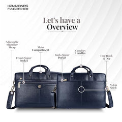 HAMMONDS FLYCATCHER Genuine Leather Office Bag for Men - 15.6 Inch Laptop Bag for Men, Adjustable Strap, Multi Compartments - Ideal for Office, Travel, Daily Use - 1 Year Warranty - Brown