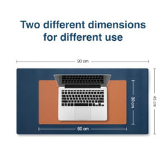Bellblock Large Extended Reversible Desk Mat/Mouse Pad/Gaming Pad for Office/Home| Vegan Leather | Anti-Skid, Slip-Resistant, Splash-Proof | White & Sky Blue | 60x30cm