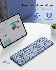 Samsers Foldable Bluetooth Keyboard with Numeric Keypad,Full-Size Wireless Folding Keyboard with PU Leather, Portable Travel Keyboard for iOS Android Windows Mac OS, Support 3 Device(BT5.1 x 3)-Black