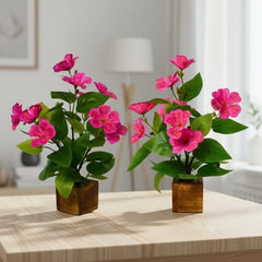 fancymart Artificial Flower Plant Home Décor with Small Size Pot | Pack of 2 | Plant Hanging for Home Decor | Office Decor (DESIGN-01)