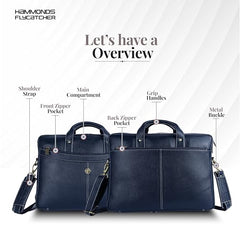 HAMMONDS FLYCATCHER Genuine Leather Office Bag for Men, 15.6 Inch Professional Brown Laptop Bag for Men, Adjustable Strap & Multi Compartments, 1 Year Warranty - Office, Travel, Daily Use