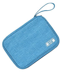 House of Quirk Electronics Accessories Organizer Bag, Universal Carry Travel Gadget Bag for Cables, Plug and More, Perfect Size Fits for Pad Phone Charger Hard Disk (Sky Blue)