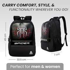 HACKER Laptop Backpack for Men & Women | Stylish Spider Printed Backpack | Durable School, College & Office Bag | Spacious Travel Backpack with Padded Laptop Compartment & Adjustable Straps