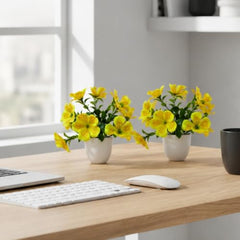 fancymart Artificial Flower Plant Home Décor with Small Size Pot | Pack of 2 | Plant Hanging for Home Decor | Office Decor (DESIGN-01)